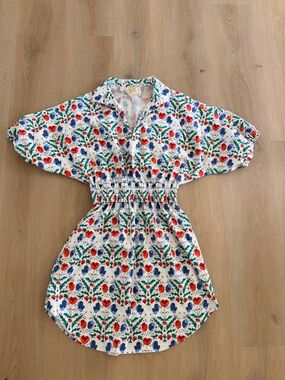 Emily McCarthy Floral Dress in Red, Blue & Green